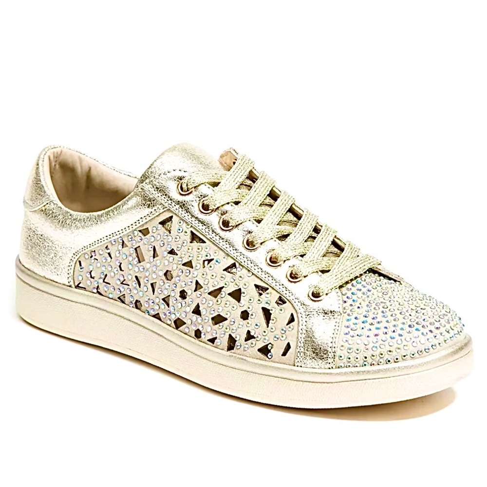 Lady Couture Paris Women’s Gold Rhinestone Sparkle Sneakers Size 10.5 NWOT